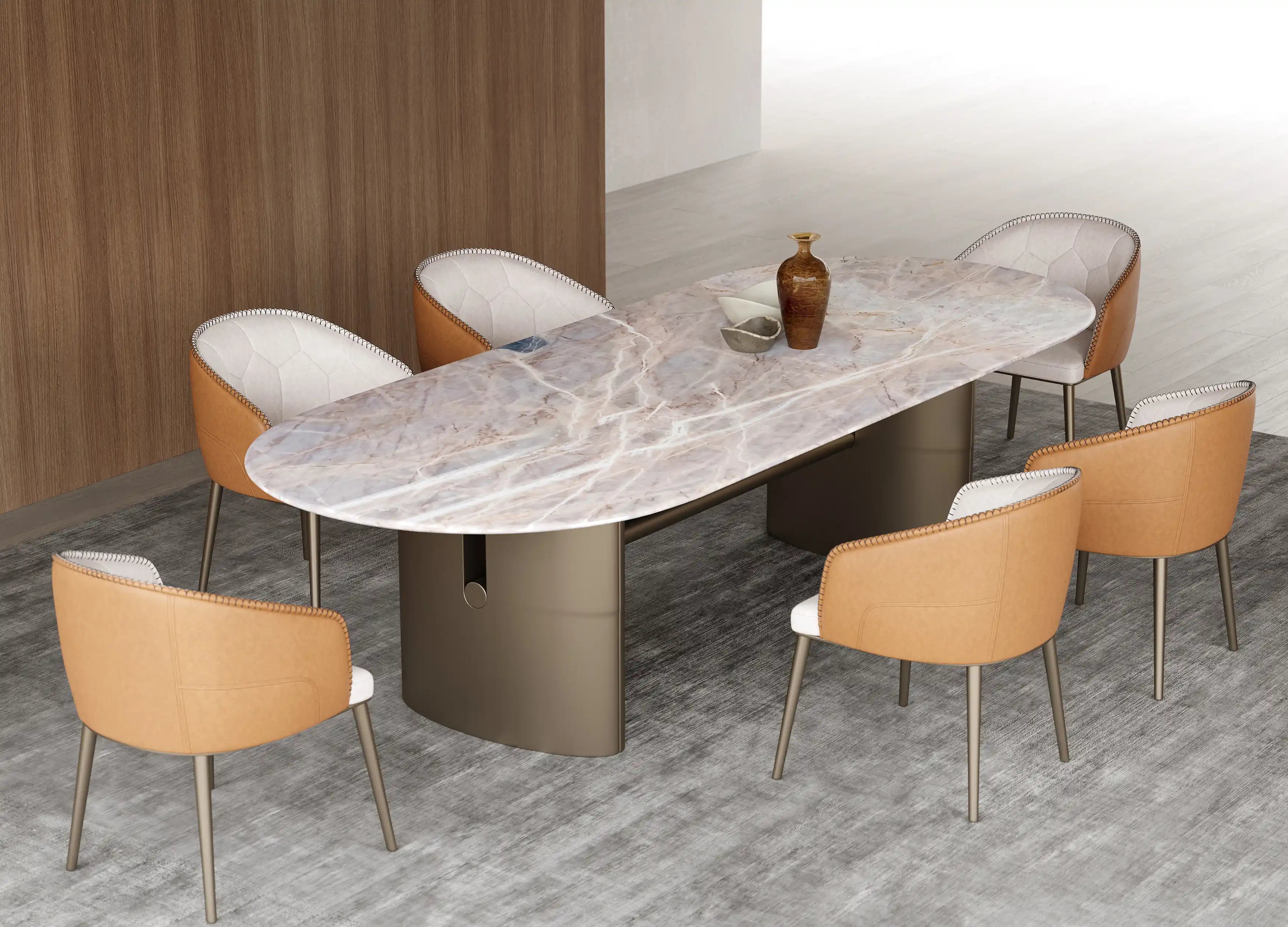 BANQUET Dining Table — Elephant White Marble Statement Table